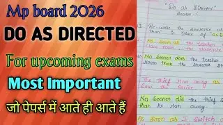 Important Do as Directed|class-11th and 12th| mp board | english 