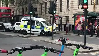 Metropolitan police cell van responding on blue lights