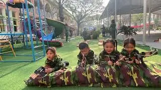 Trải nghiệm bé làm chiến sĩ khối 5 tuổi Trường MN Hoa Hồng|Hạnh mầm non|#mamnon #dance #funny #music