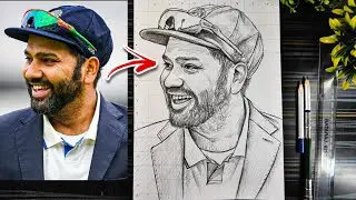 Rohit Sharma Drawing, How to draw Rohit Sharma, Outline Tutorial, रोहित शर्मा को चित्र कैसे बनाए