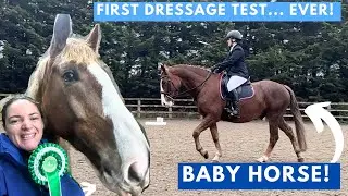 My Young Horse's First Ever Dressage Competition! Riding With Rhi - UK Equestrian YouTuber