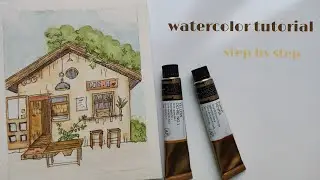 Cute House: Drawing to Painting with Watercolors : Watercolor tutorial for beginner #tutorial #art