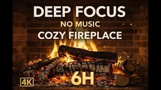 Cozy Fireplace for Deep Focus | 6 Hours | No Music | 4K