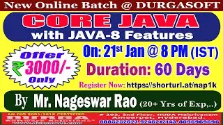 CORE JAVA with JAVA-8 Features Online Training @ DURGASOFT
