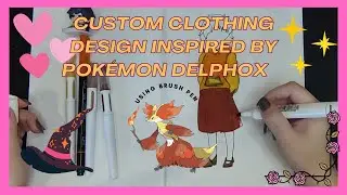 Custom Clothing Design Inspired by Pok&eacute;mon Delphox | Brush Pen Painting