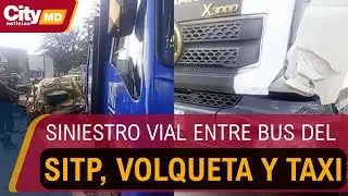 Choque triple en Ciudad Bol&iacute;var: siniestro vial entre bus del SITP, volqueta y taxi | CityTv