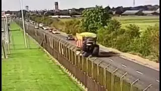 RAF Mildenhall Front Gate, Tractor Flattens Car In Head On Collision