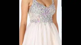 Short/Mini Jeweled-Bodice Homecoming Dress & Cocktial Dress - Hebeos 2017