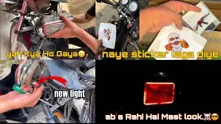 Splendor Headlight Modified Neon light 🥵 | Parking Light Change | Install New Stickers 😍