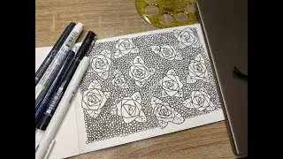 纏繞畫 玫瑰圓圈纏繞zentangle 心情放鬆 平靜心情
