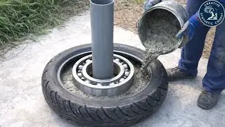 Amazing creative ideas and the art of crafting from old tires and bearings. DIY with cement at home