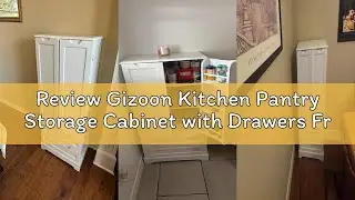 Review Gizoon Kitchen Pantry Storage Cabinet with Drawers Freestanding Bathroom Storage Cabinets wit