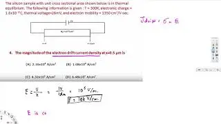 Problem on Drift current density - GATE 2010 Solved paper (Electron Devices) - Physical Electronics