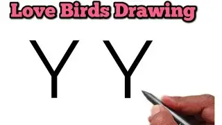 Love Birds Drawing From letter Y Y | Beautiful Bird's Drawing 