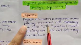 Physical Distribution Management | U-4 Pharma Marketing Management 8thsem |  @PharmacyAbhyas