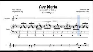 Ave María de Shubert Partitura de Dúo de Clarinete y Piano Acompañamiento