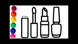 Rainbow Makeup tools drawing, Cara Menggambar dan Mewarnai Makeup Makeup tools colouring and drawing