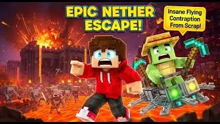 EPIC ESCAPE! JayC & Rixy Build A Flying Contraption In The Nether Fortress!