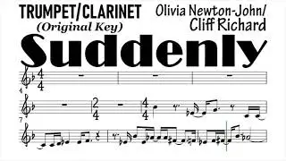 SUDDENLY solo Trumpet Clarinet Olivia Newton John  Sheet Music Backing Track Play Along Partitura