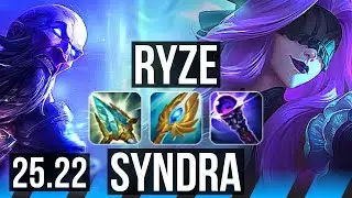 RYZE vs SYNDRA (MID) | 8/0/12, Legendary | KR Master | 25.22