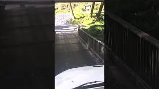 crossing sketchy bridge in propane bobtail truck