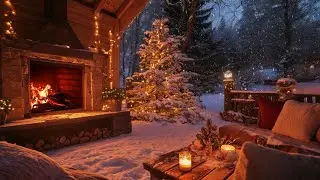 Dreamy Winter Porch/Fireplace Loop🔥 Fire Sounds for Relaxation & Sleep