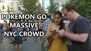 Pokemon Go Crazy Crowd NYC Central Park entrance (7/24/16)