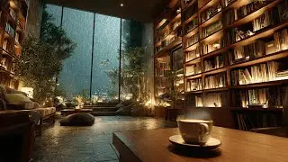 Peaceful Rain Ambience 🌧️ Cozy Evening Fireplace for Relaxation and Calm