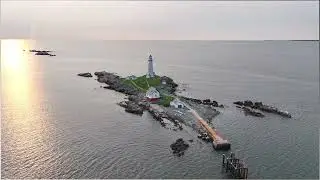 Boston Light on Little Brewster Island. America's Oldest Lighthouse.