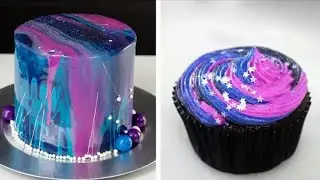 HOW TO MAKE GALAXY CUPCAKES DECORATING 🎂 DIY GALAXY MIRROR CAKE RECIPES!