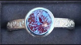 Lab Alexandrite Platinum Solitaire Filigree Ring
