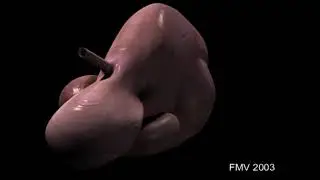 D&eacute;placement de la caillette &agrave; gauche  Animation 3D HR dcg gros plan
