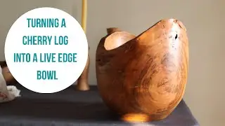 Woodturning | Turning a log into a live edge bowl on the lathe.
