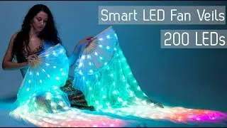 Incredibly light and bright 200 LED's smart Fan Veils / For light belly dance performance _B12
