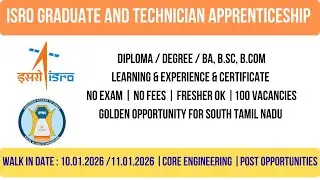 📢ISRO apprenticeship |  🔔 NO Exam | NO Fees | 🎯Freshers apply | Government training + Stipend🚨