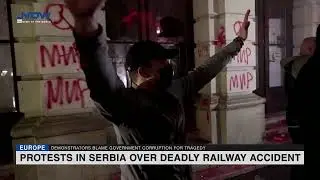 Protests in Serbia over deadly railway accident