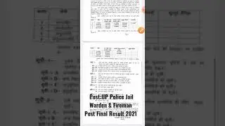 UP Police Jail Warden & Fireman Post Final Result 2021 #up_jail_warden
