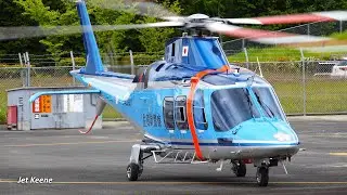 Japan's Police Helicopter Engines Startup & Takeoff - AgustaWestland/Leonardo AW109SP