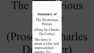 The Mysterious Picture Summary
