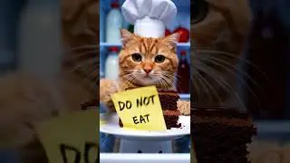 Stealing cake from fridge, cat nearly gets caught by person in kitchen
