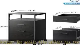 DEVAISE 2 Drawer File Cabinet, Mobile Printer Stand with Open Storage Shelf, Wood Filing Cabinet fi