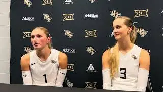 Связующая UCF Эбби Шомерс и центральный блокирующий Саша Коэн после игры против Бэйлора
