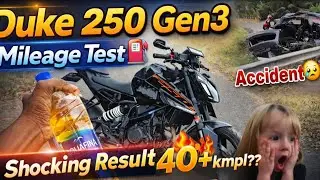KTM Duke 250 Gen3 Mileage Test | Shocking Result 😱|40+ kmpl 🔥| Accident  😢 #ktm #duke250