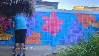 Danyol painting a mural start to finish - Waxing And Waning