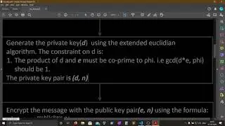 RSA algorithm explained. Code demonstration by actual encryption and decryption. [code link in bio]