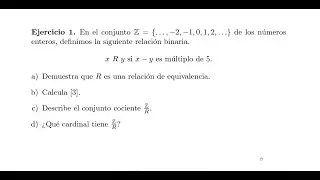 [ALEM] T01 - E01 | Relaciones de equivalencia, clases de equivalencia, conjunto cociente, cardinal