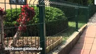 Zaunbau Galabau - Stahlgitterzaun gr&uuml;n