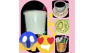 Reuse of ice cream box #diy penholder #tea coster #jewellery tray❤️😍