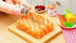 Seafood Recipe | How To Make Delicious 1$ Salmon Sushi in Miniature Kitchen | Pretty Mini Food