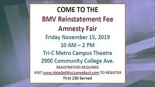 Information on the Drivers License Reinstatement Fee Amnesty Program